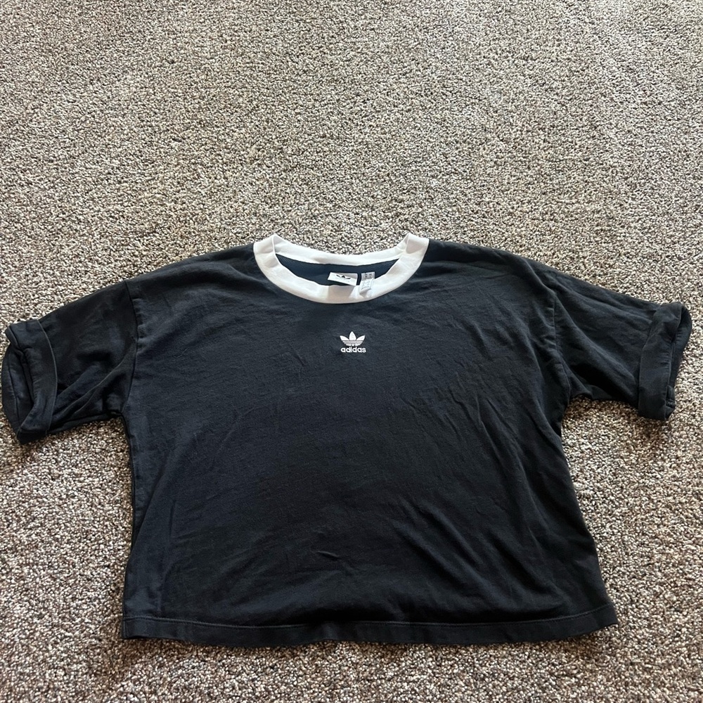 Adidas Black and White Crop Top Sporty Design